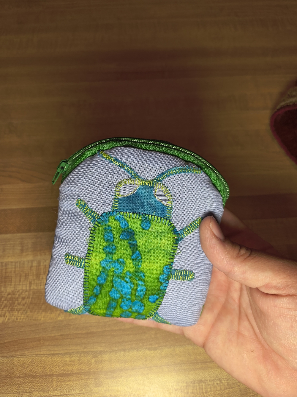 Handmade Green Beetle Coin Pouch